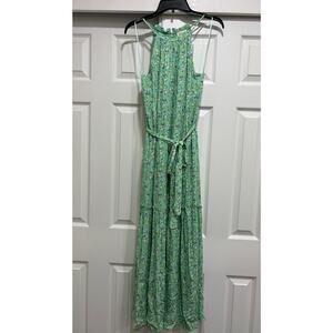 Common Assembly Tiered Maxi Dress Green Floral Womens Size Small Cottage…
